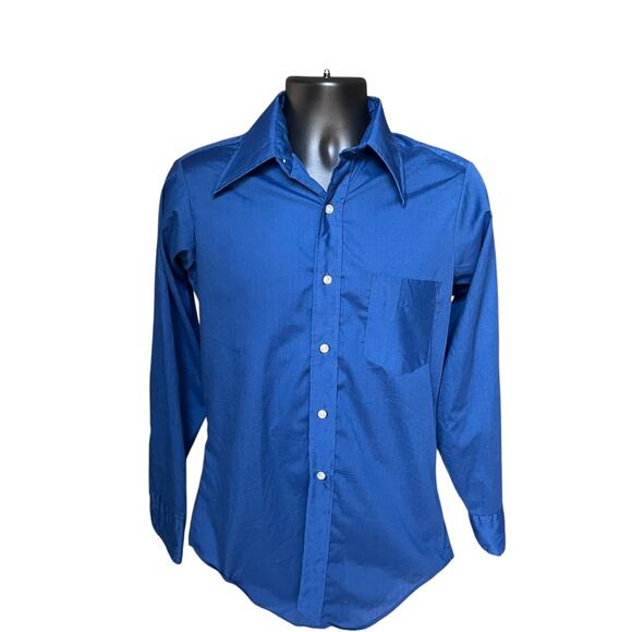 Classic Fit Button Down Shirt Royal Blue Regular 2010s - Picture 1 of 4